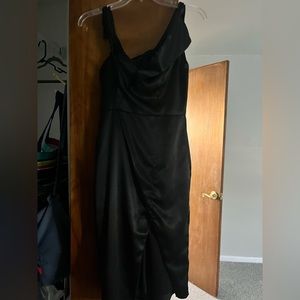 Black mini dress with slit